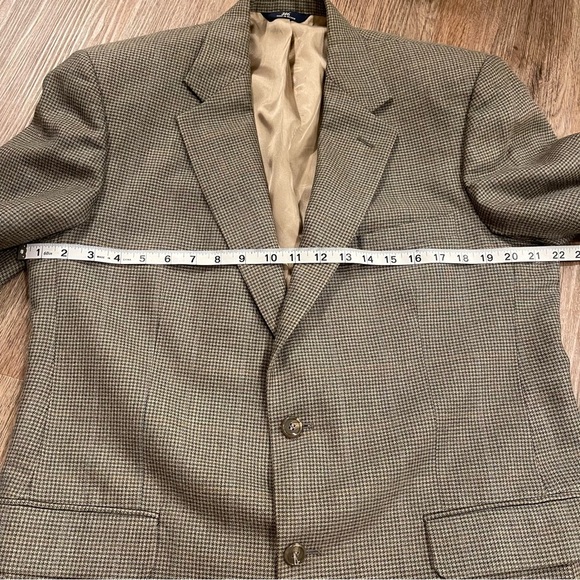 Brooks Brothers 346 Men's 42R Silk Wool Houndstooth Beige Suit Jacket Blazer - Picture 7 of 12